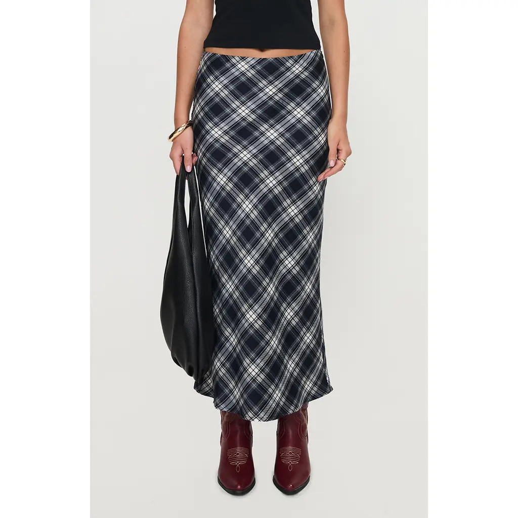 Princess Polly Everlie Plaid Maxi Skirt in Blue at Nordstrom, Size 6 | Nordstrom