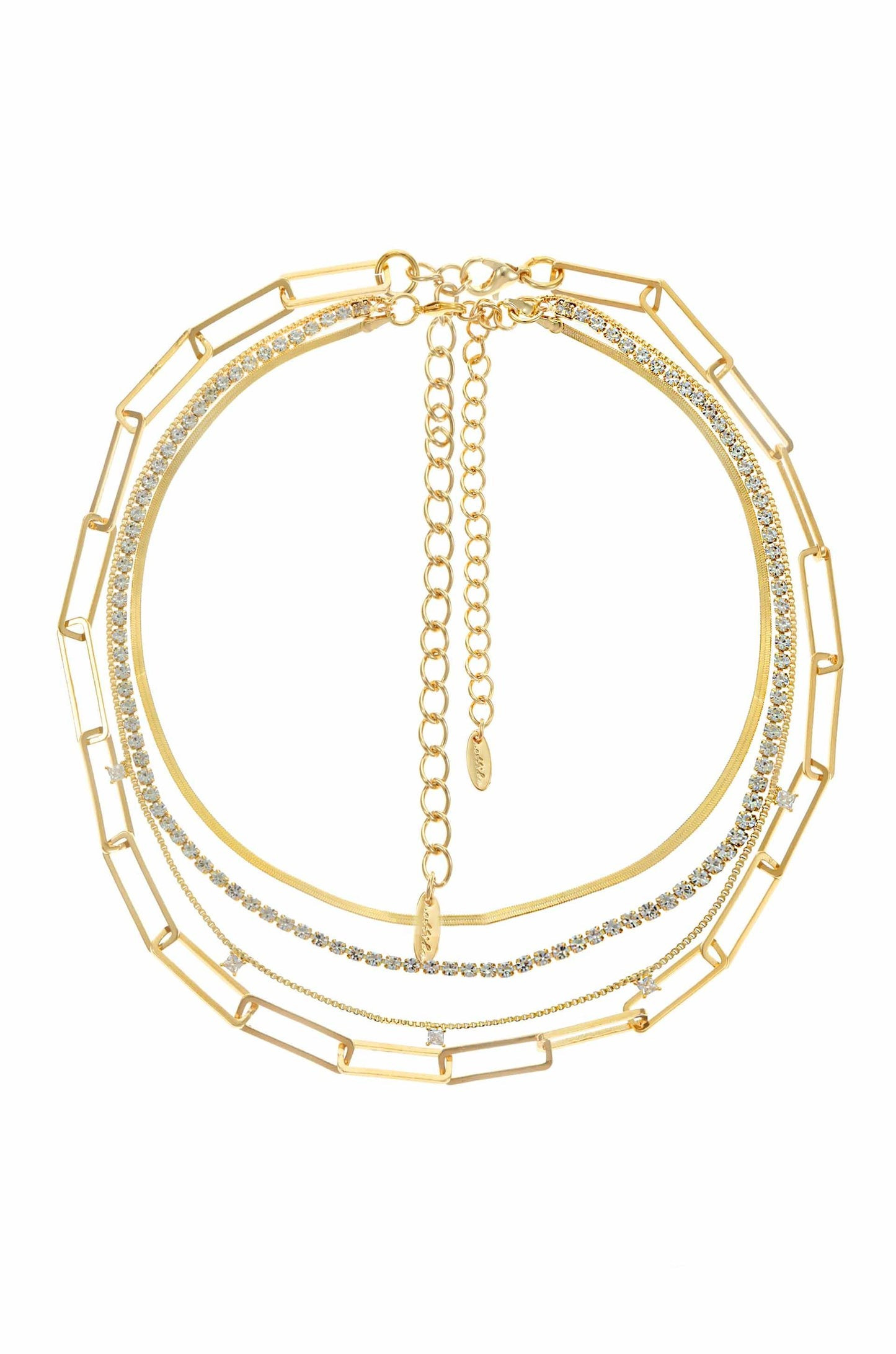 Mixed 18k Gold Plated Chain and Crystal Necklace Set | Ettika