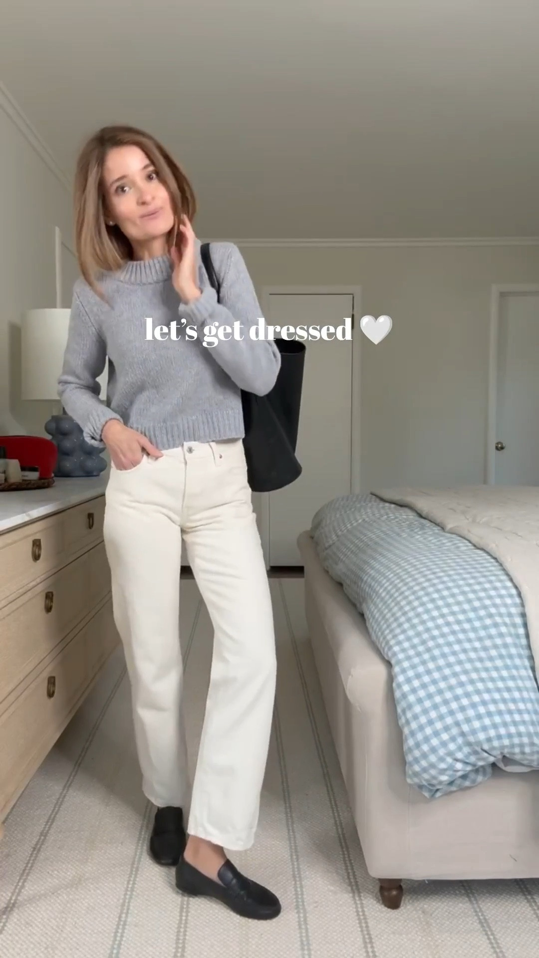 I love, love an outfit that pairs high and low price points that can work together seamlessly. This outfit would be a great one to wear to the office! La Ligne Mini Marin sweater is one of my favorites and is a true investment piece. The beautiful collar and knit details create a sweater that makes you look twice without being loud. The seam detail down the back is a gorgeous addition to add even more texture. This sweater is so warm and soft I don’t ever wear an undershirt with it which is extremely rare for me • Jamie Haller Penny Loafers are another investment but truly like nothing I’ve ever put on my feet. Butter soft Italian Leather. Sold out in most places but found a few sizes on Shopbop • Levi’s 501 90’s are a great lower price point under $100. They’re so good I don’t hesitate pairing with this sweater or loafers. Beautiful winter white. • J. Crew Berkeley bag is also a great price for such a practical and versatile piece I use almost daily, especially when I’m carrying a laptop. 

Sizing notes: Sweater: wearing a size small, jeans: sized down 1, to a 24 x 30. Use MEG10 for 10% off my sweater. 

#LTKFindsUnder100 #LTKWorkwear #LTKSeasonal