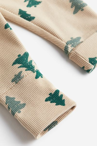 3-piece Ribbed Jersey Set - Beige/patterned - Kids | H&M US | H&M (US + CA)