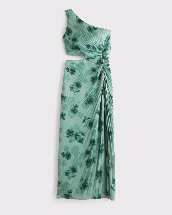 The A&F Giselle Pleated One-Shoulder Cutout Maxi Dress | Abercrombie & Fitch (US)