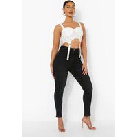 Womens 5 Pocket High Waist Skinny Jeans - Black - 8, Black | Boohoo.com (UK & IE)