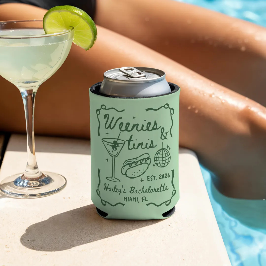 Weenies and Martinis Bachelorette Can Coolers: Custom Tini Bachelorette Party Favors - Etsy | Etsy (US)