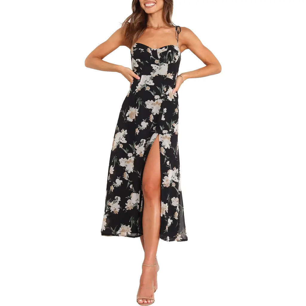 Petal & Pup Meg Floral Print Bustier Dress in Black at Nordstrom, Size 2 | Nordstrom