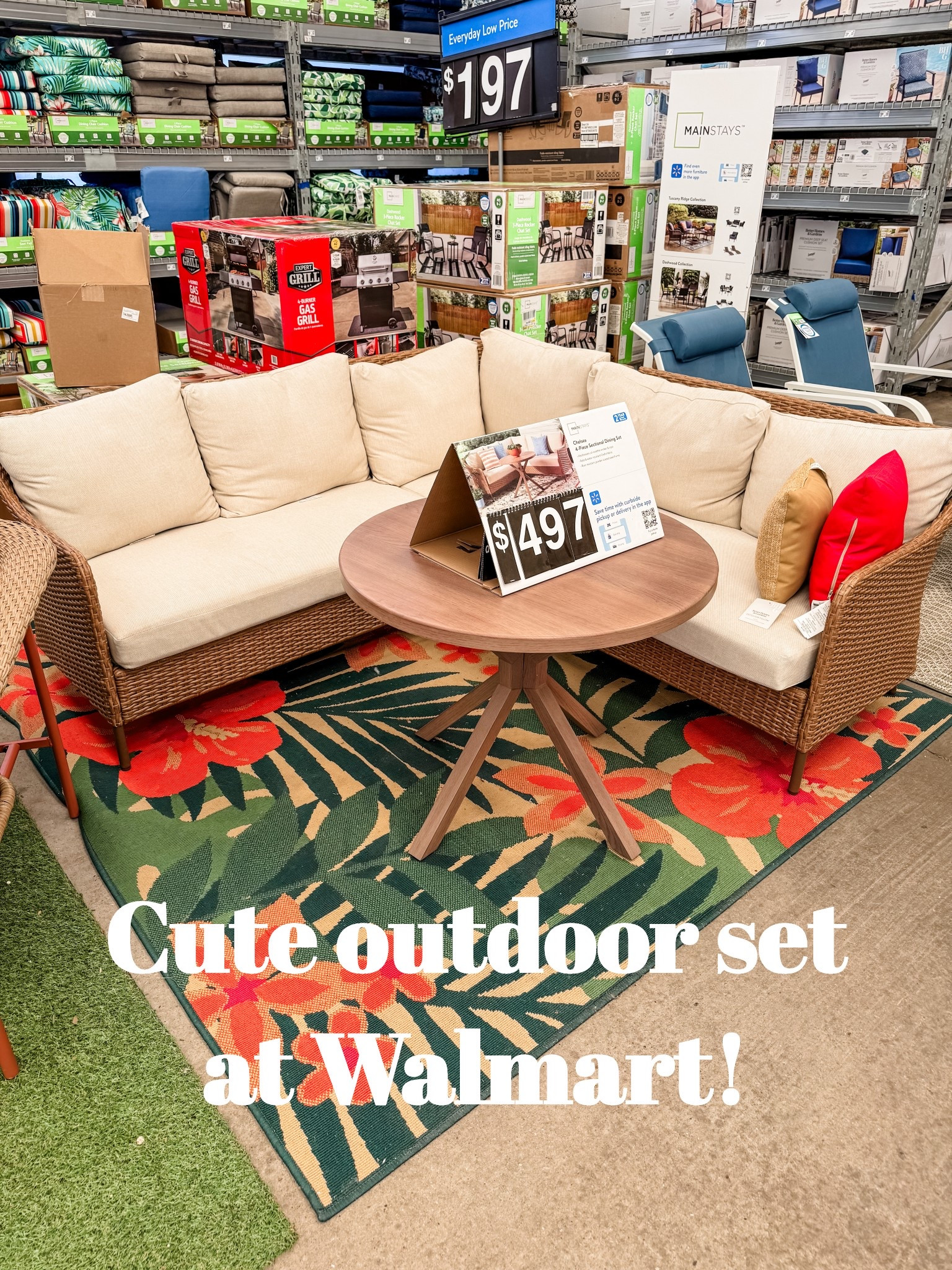 Great little sectional for your outdoor space from Walmart!! 