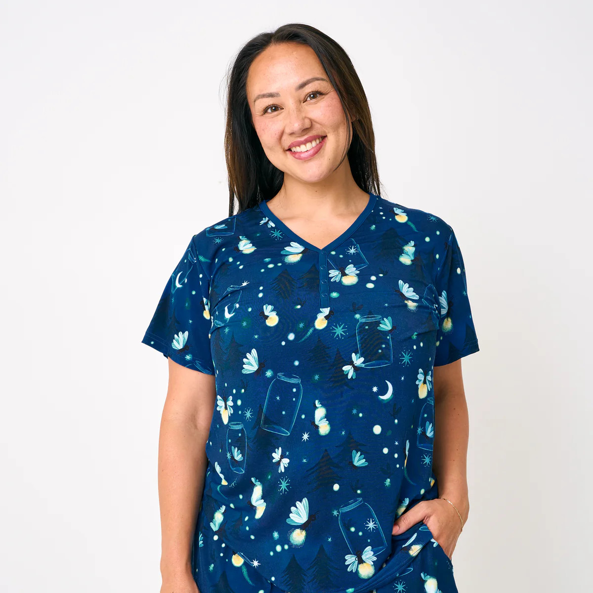 Firefly Glow Women's Short Sleeve Pajama Top | Little Sleepies