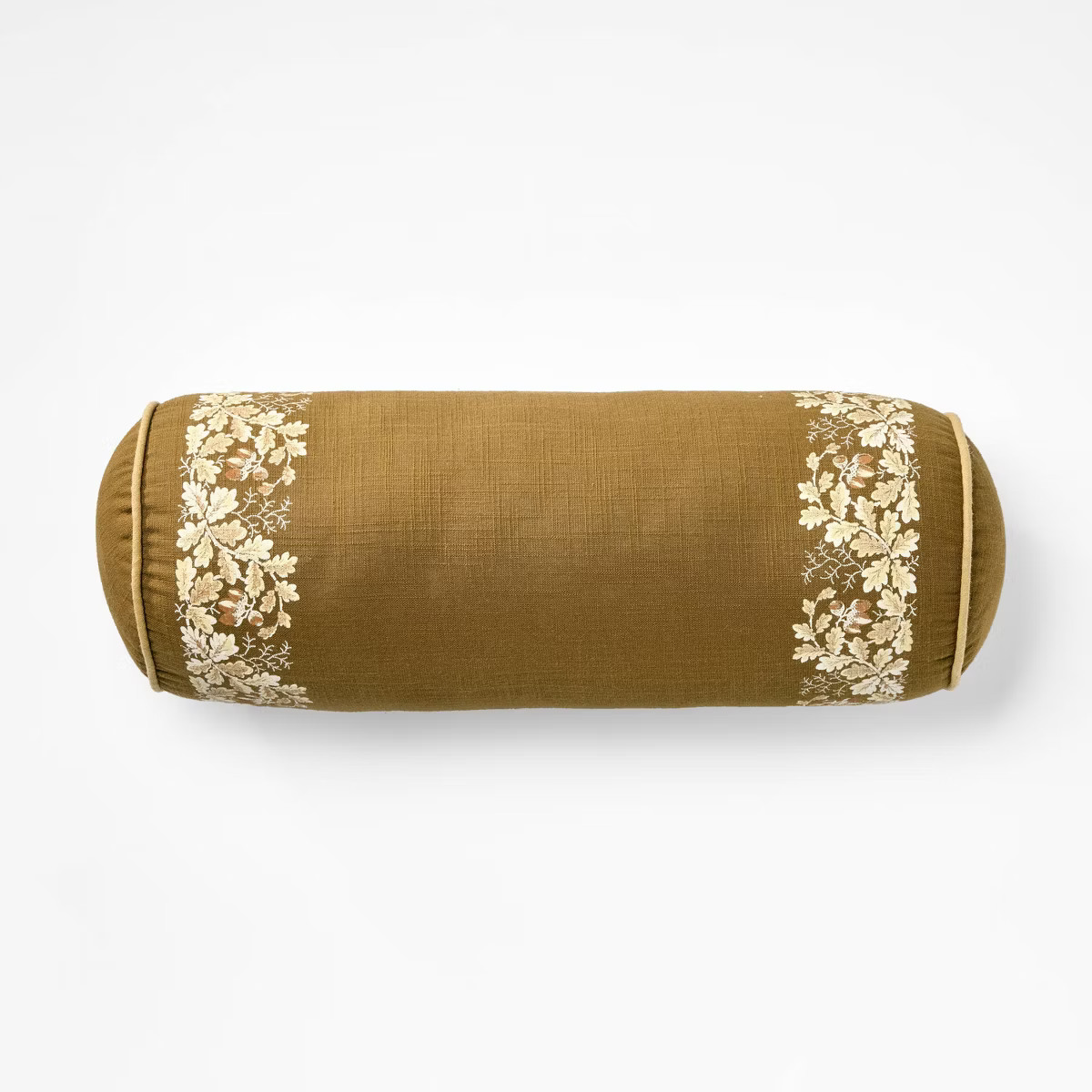 7"x18” Oak Leaf Printed Bolster with Piping Throw Pillow Olive - Threshold™ designed with Stu... | Target