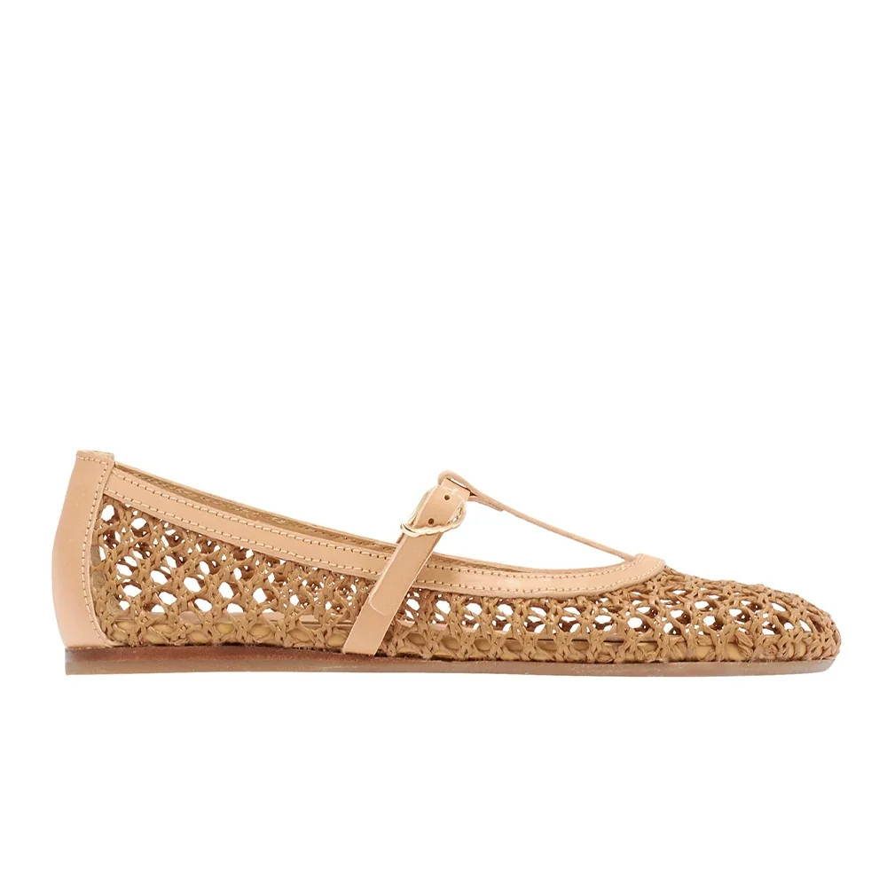 Aerati Ballet Flat Raffia Brown | Ancient Greek Sandals