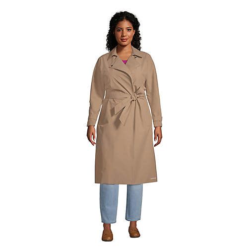 Women's Plus Size Water Resistant Modern Trench Coat | Lands' End (US)