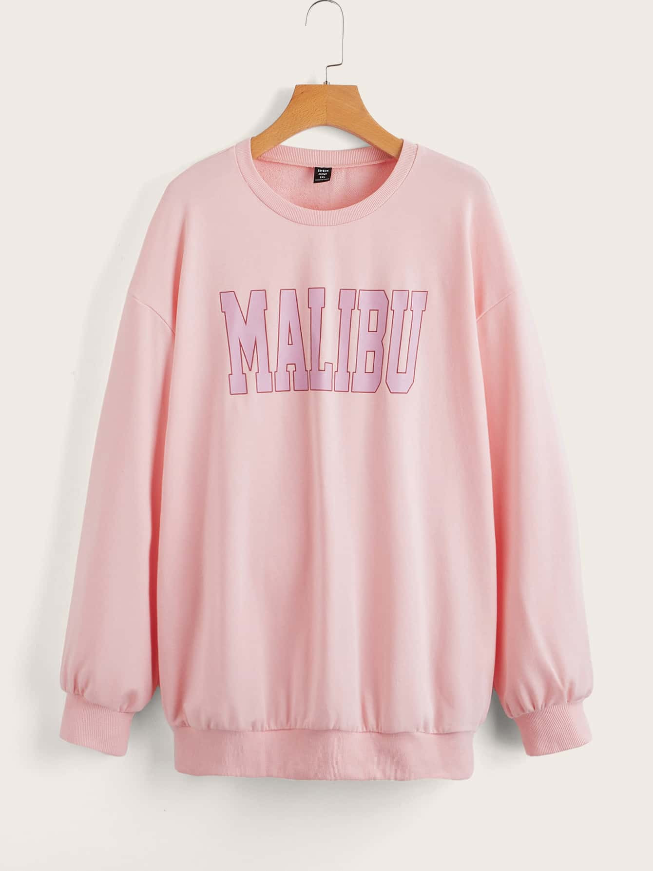 SHEIN Plus Letter Graphic Drop Shoulder Pullover | SHEIN