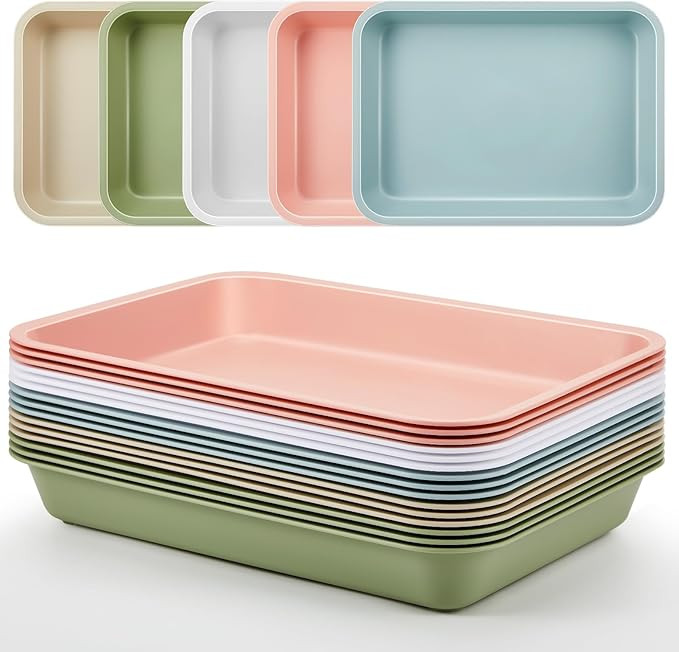 Mifoci 15 Pcs Activity Plastic Art Trays Morandi Color Art and Craft Tray Stackable Plastic Servi... | Amazon (US)