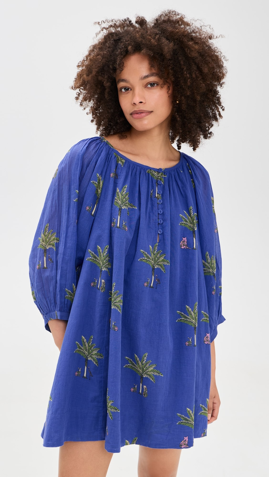 Shirred Half Placket Mini Dress | Shopbop