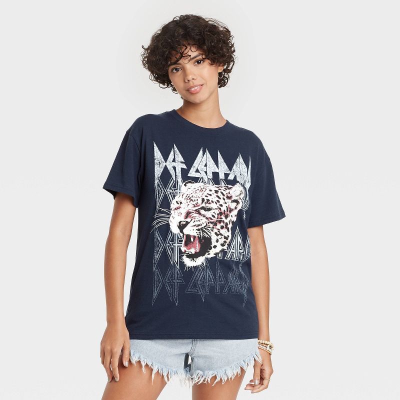 Women's Def Leppard Animal Print Logo Short Sleeve Graphic T-Shirt | Target