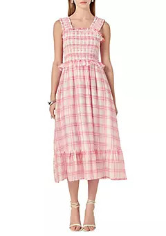 Plaid Ruffled Midi Dress | Belk
