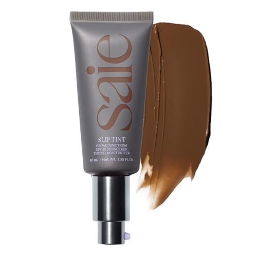 Saie Slip Tint Tinted Moisturizer with SPF 35 - Light Coverage, Glowy Skin Tint & Mineral Sunscreen for Face with Hydrating Hyaluronic Acid - Summer Makeup Essential - Shade Ten (1.35 oz) | Amazon (US)