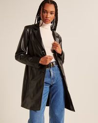 Women's Long-Length Vegan Leather Coat | Women's | Abercrombie.com | Abercrombie & Fitch (US)