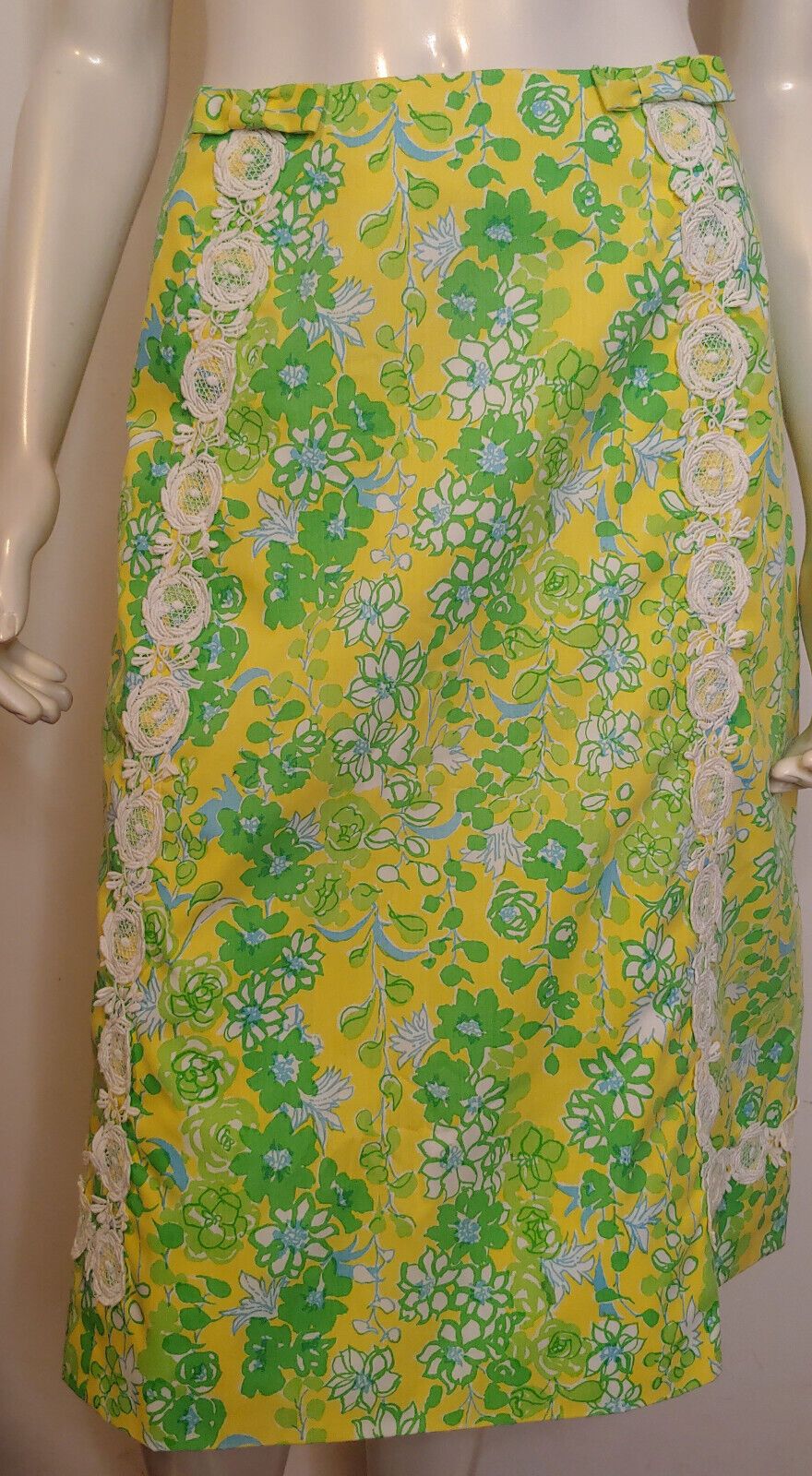 Lilly Pulitzer Yellow & Green Floral Lace Skirt L 14 16 VTG The Lilly Perfect!  | eBay | eBay US