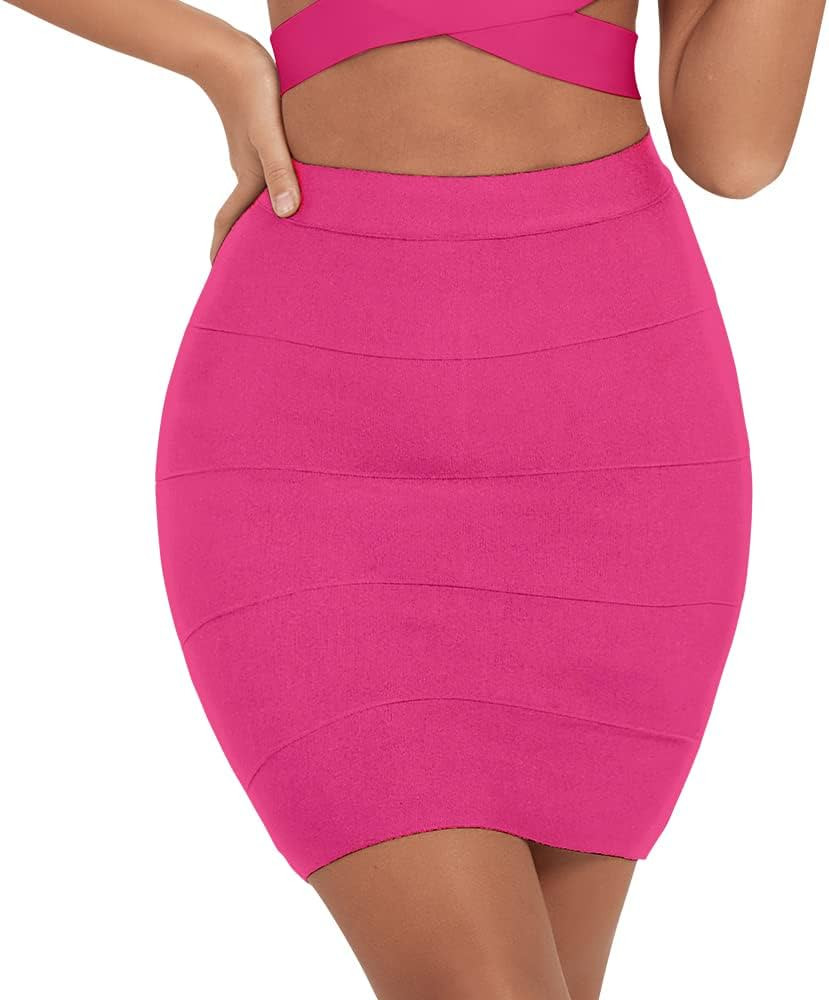 HLBandage Solid High Waist Mini Bandage Pencil Skirt | Amazon (US)