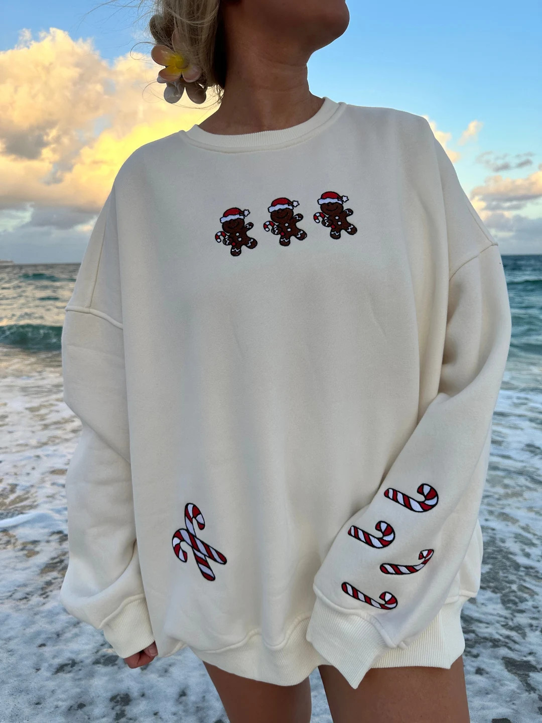 Ivory Gingerbread Recipe Christmas Embroider Sweatshirt - Etsy | Etsy (US)
