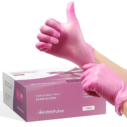 Pink Vinyl Disposable Gloves Small 50 Pack - Latex Free, Powder Free Medical Exam Gloves - Surgic... | Amazon (US)