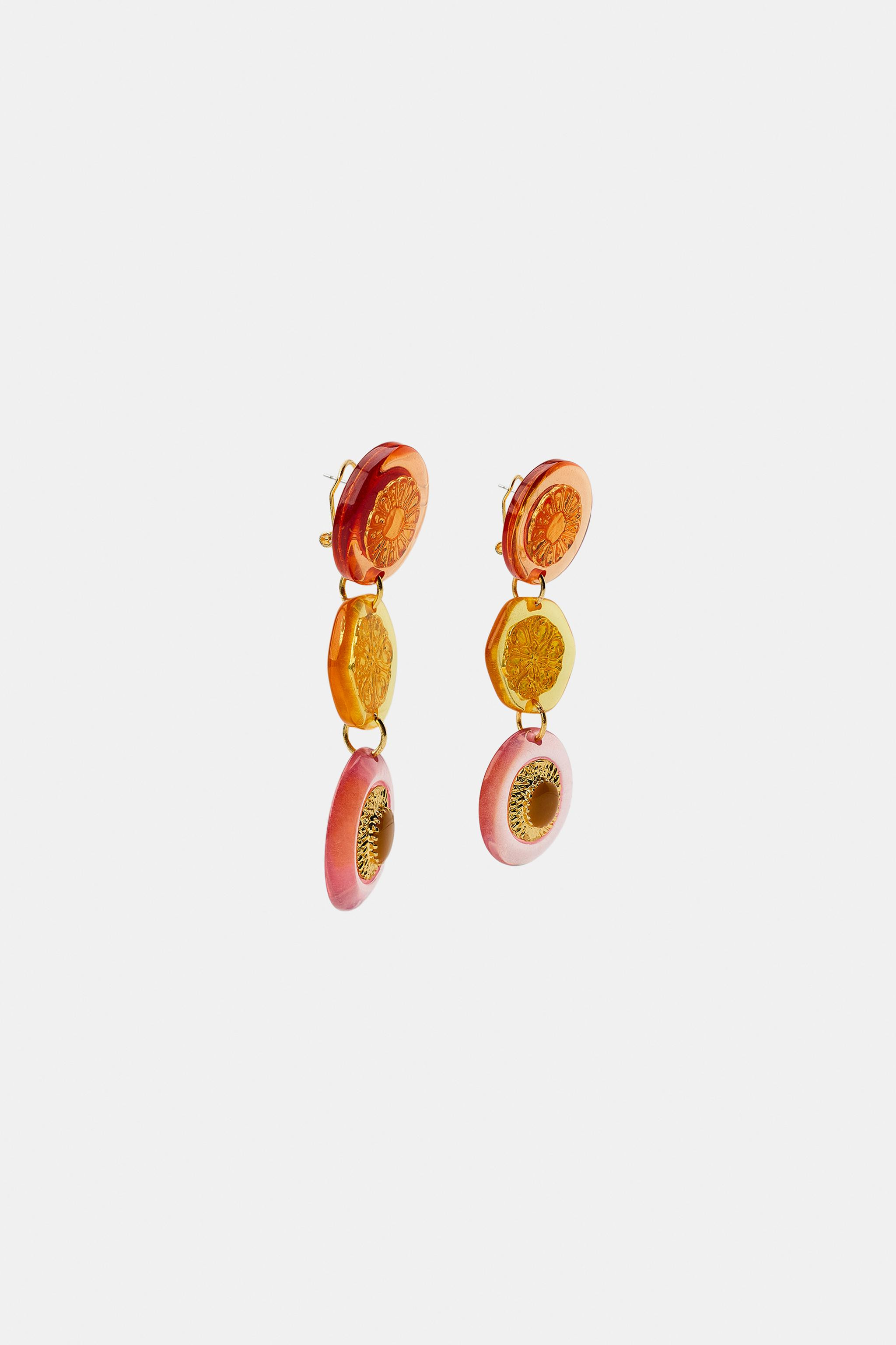 RESIN FLOWER STONE EARRINGS | Zara US