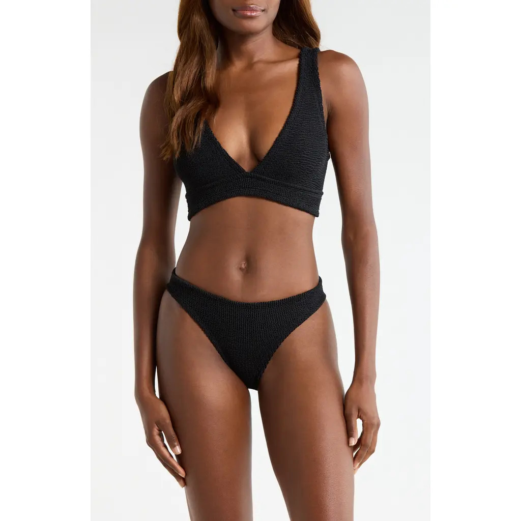 Hunza G Carla Crinkle Two-Piece Swimsuit in Black at Nordstrom Rack | Nordstrom Rack