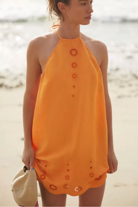 Orange Halter Mini Dress ON SALE for under $50 - Anthropologie 