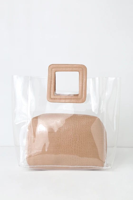 Querida Clear and Taupe Snake Tote | Lulus (US)