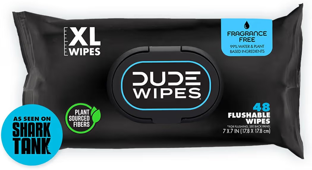 DUDE Wipes - Flushable Wipes 48 Count Dispenser, Unscented with Vitamin-E & Aloe, Septic and Sewe... | Amazon (US)