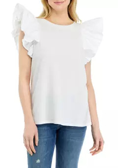 Crown & Ivy™ Women's Poplin Solid Baby Terry Blouse | Belk