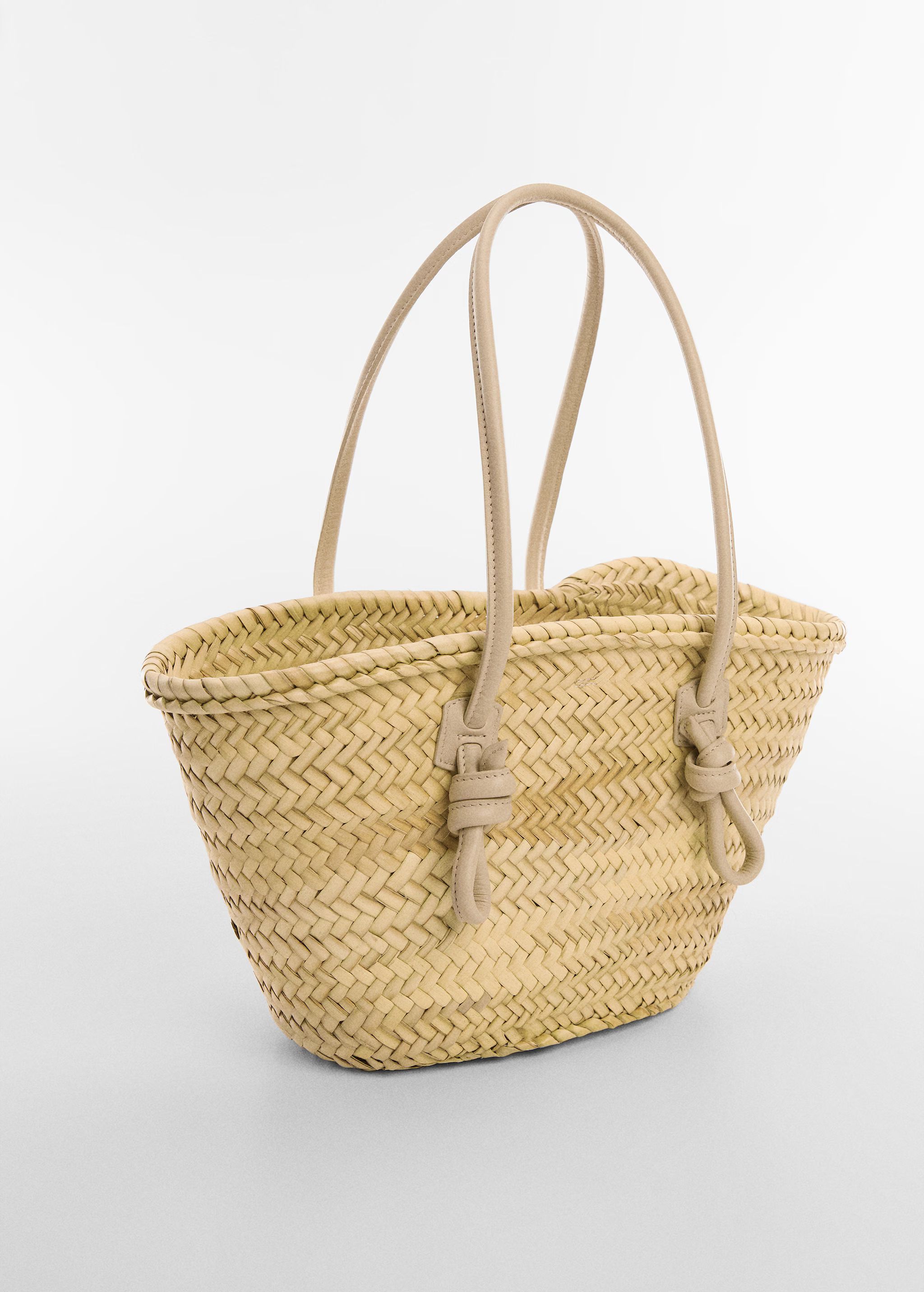 Leather basket bag - Woman | MANGO USA | MANGO (US)