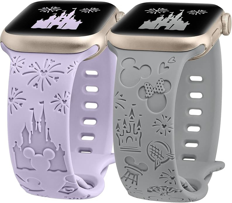 Girovo 2 Packs Cartoon Engraved Bands Compatible with Apple Watch Bands 38mm 40mm 41mm 44mm 45mm ... | Amazon (US)