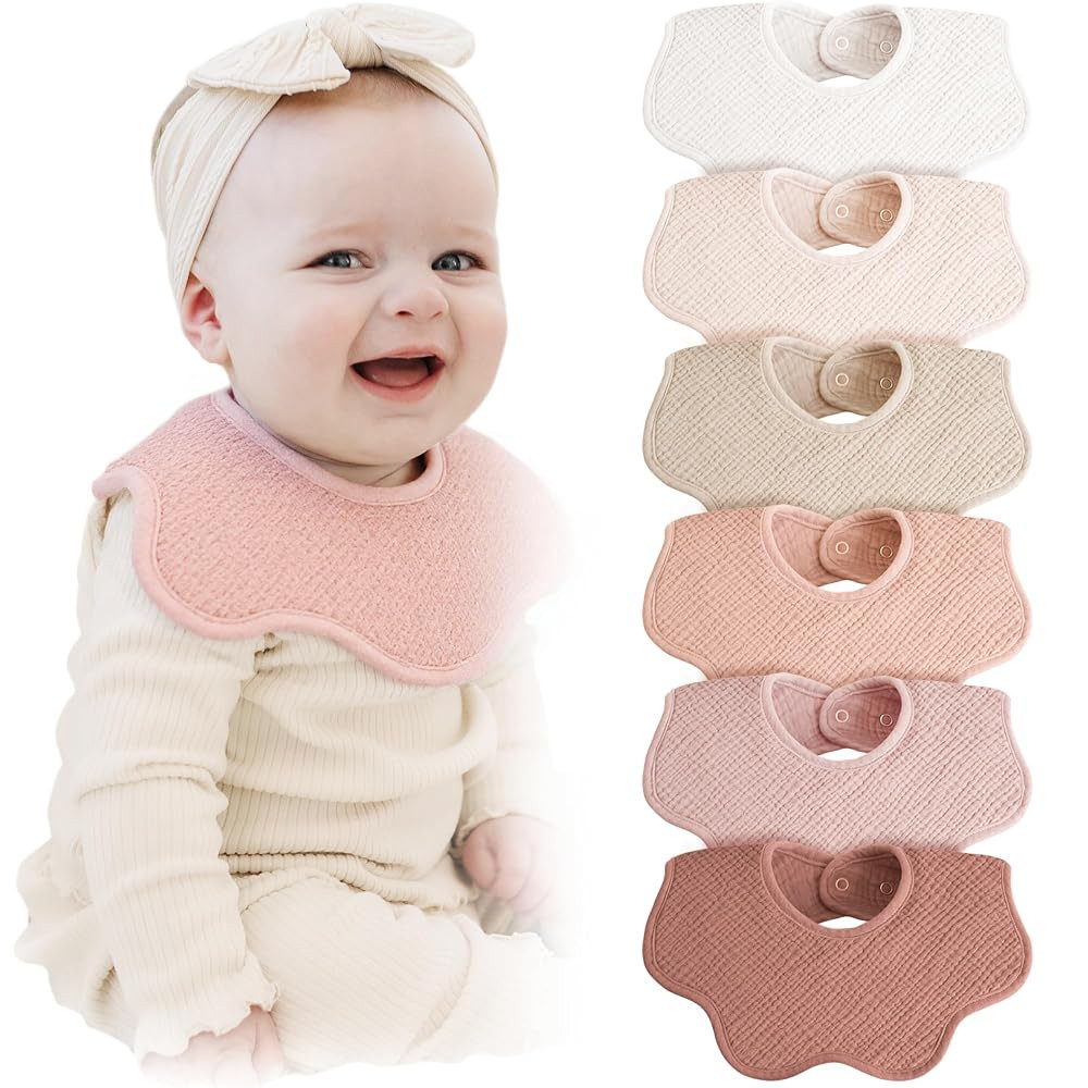 Konssy Muslin Baby Bibs 100% Cotton Absorbent Bandana Drool Bibs for Teething and Drooling, 6-Pac... | Amazon (US)