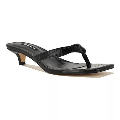 Nine West Women's Cassa Kitten Heel Slip-on Dress Sandals, Black, 8.5M | Belk