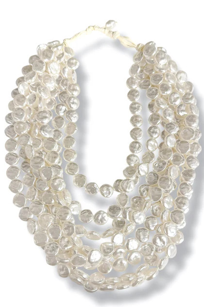 On the Shore Pearl Disc Layer Statement Necklace | The Willow Tree