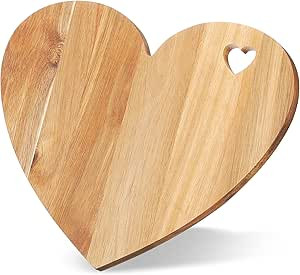 Heart Shaped Cutting Board, 12 x 10 x 0.6 Inch Acacia Wood Bread Board Cheese Serving Platter Ser... | Amazon (US)