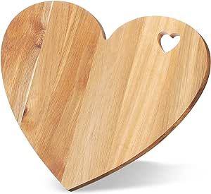 Heart Shaped Cutting Board, 12 x 10 x 0.6 Inch Acacia Wood Bread Board Cheese Serving Platter Ser... | Amazon (US)