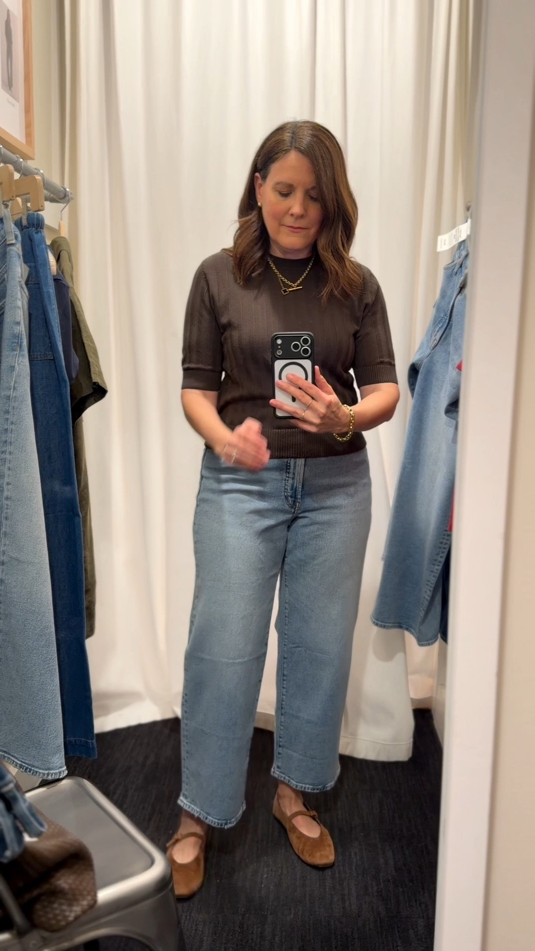 These are my first pair of Curvy Madewell jeans (Perfect Vintage Wide Leg Crop) and they are so good! I initially tried a size up because that’s what I needed here in the past, and I was pleasantly surprised to need my true size. They’re a medium-high rise. This sweater hits at the hip bone. I’m in a Small. I could size up.

#LTKOver40 #LTKSaleAlert #LTKMidsize