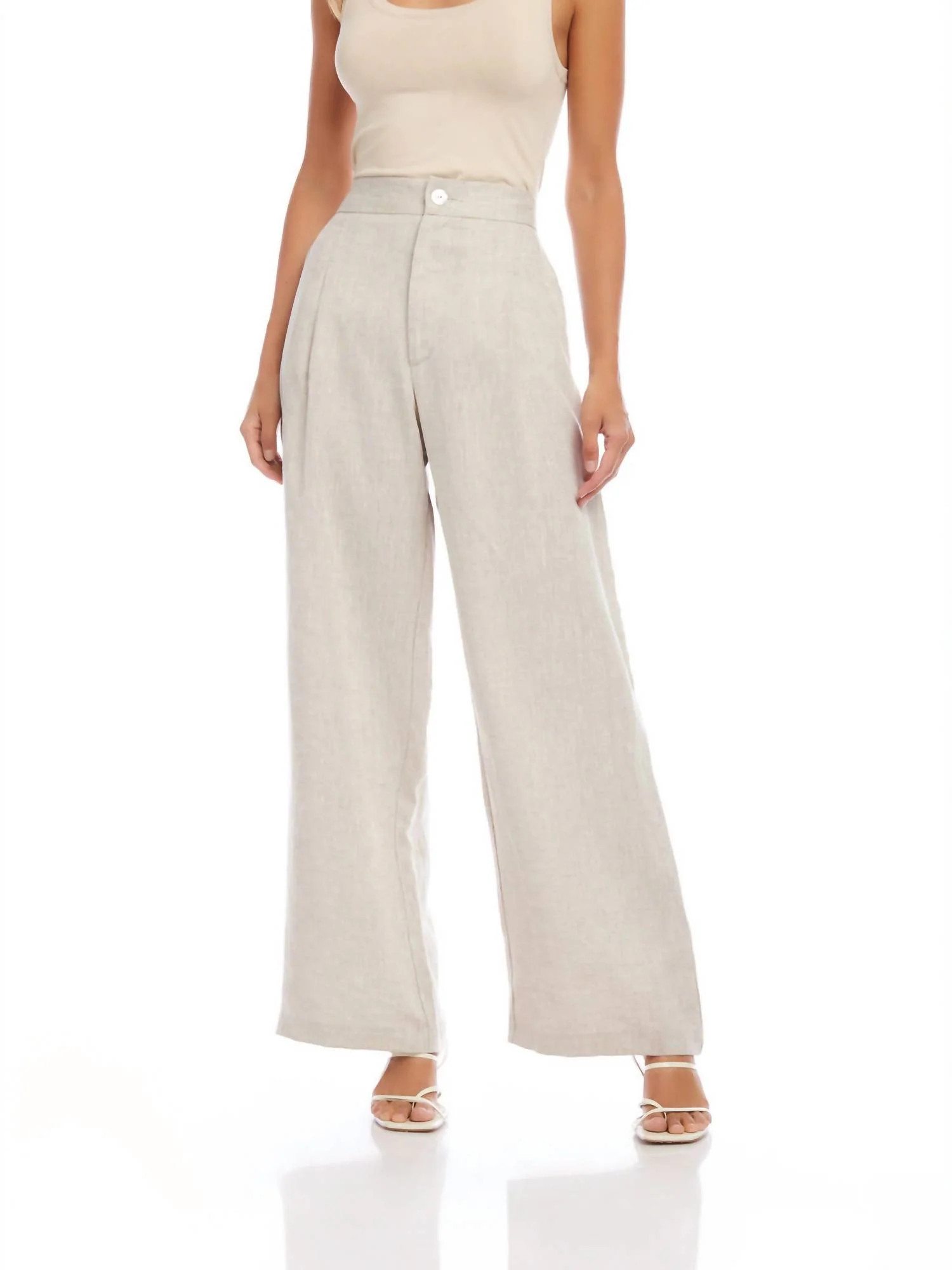 High Waist Linen Pants In Oatmeal | Shop Simon