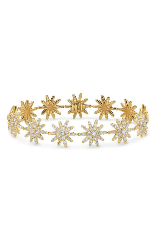 David Yurman Starburst Pavé Diamond Tennis Bracelet in Gold at Nordstrom, Size Medium | Nordstrom