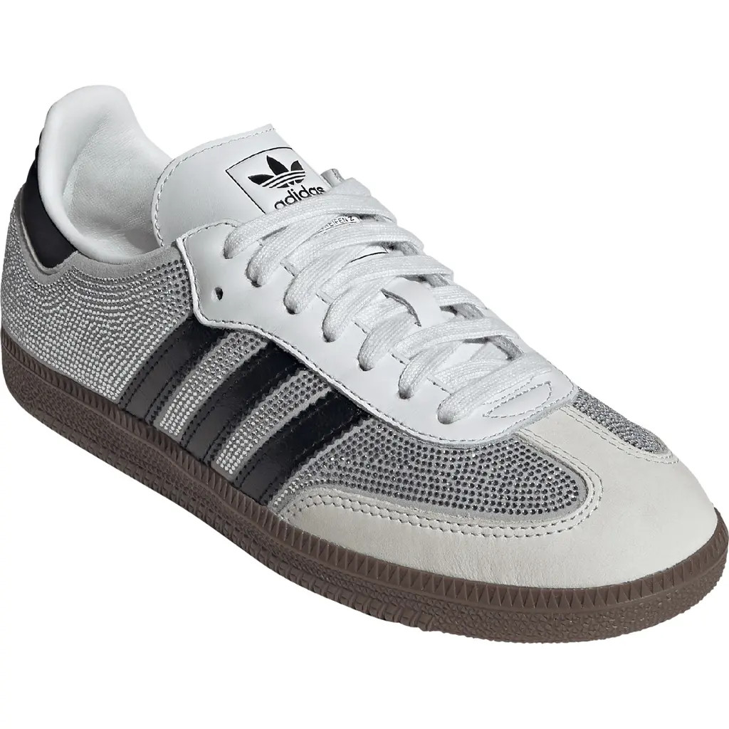 adidas Samba OG Crystal Embellished Sneaker in Crystal White/White/Silver at Nordstrom, Size 10.5 | Nordstrom