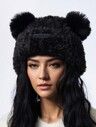 1pc Women's Black Knitted Plush Warm & Cute Teddy Bear Hat For Daily Casual Wear | SHEIN