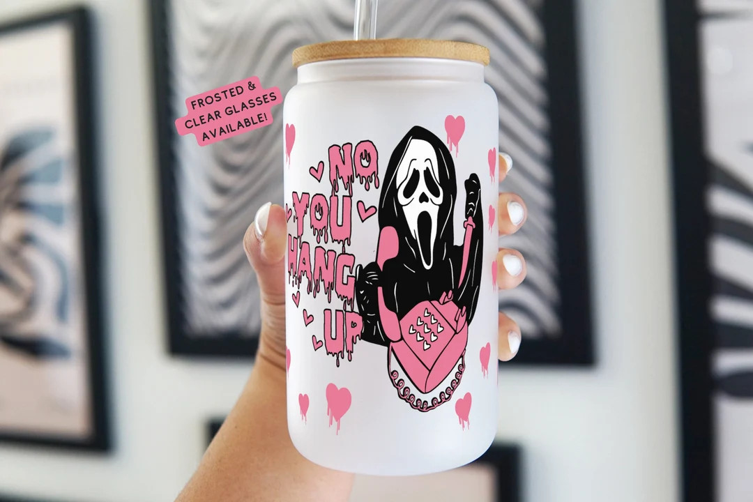 Scream Ghostface Iced Coffee Glass Cup Halloween Cute Cup - Etsy | Etsy (US)