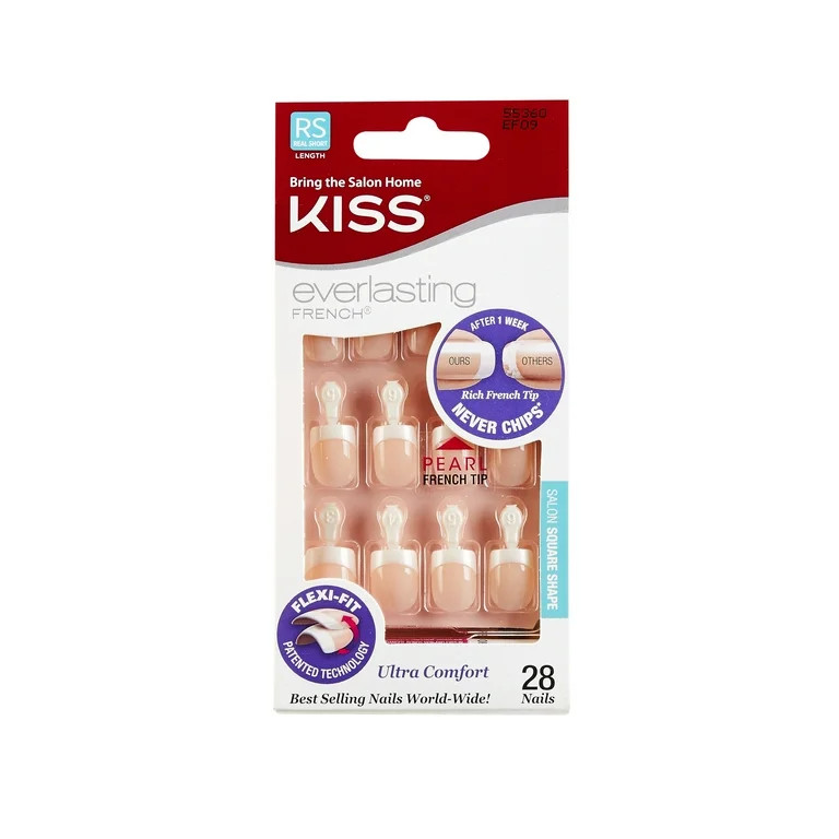 KISS Gel Fantasy, Press-On Nails, Happy Hands, White, Short Oval, 28 Count | Walmart (US)