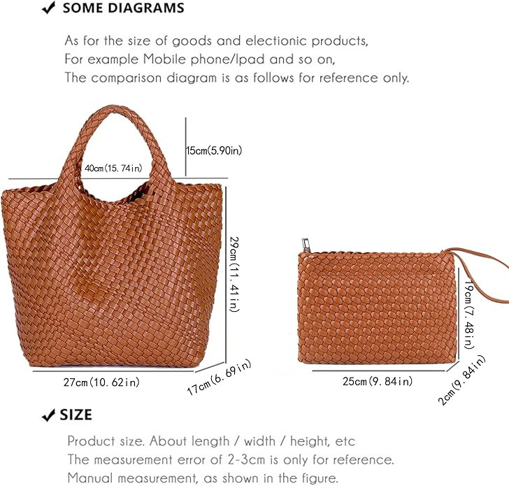 Fashion Woven Bag Shopper Bag Travel Handbags and Purses Women Tote Bag Large Capacity Shoulder B... | Amazon (US)