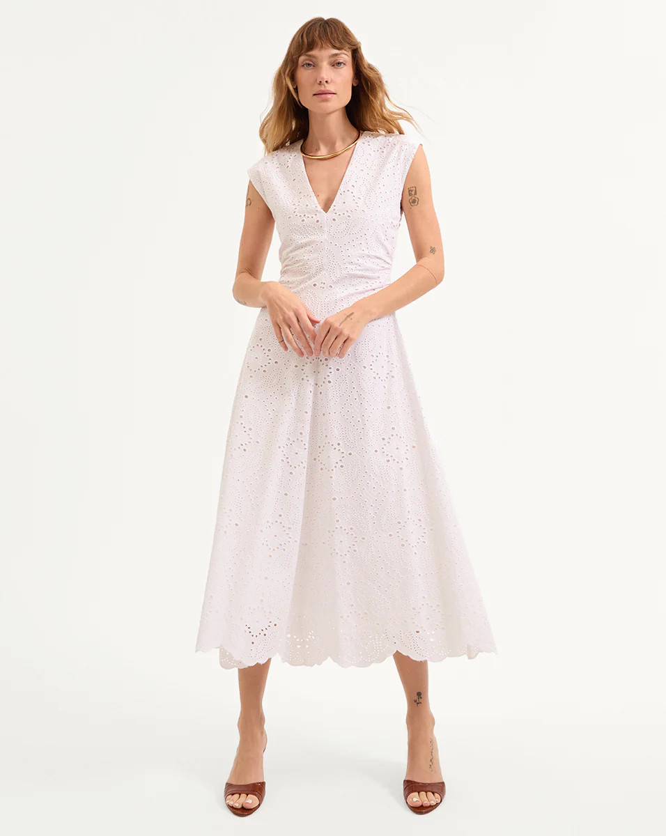 Aven Eyelet Midi Dress | Veronica Beard