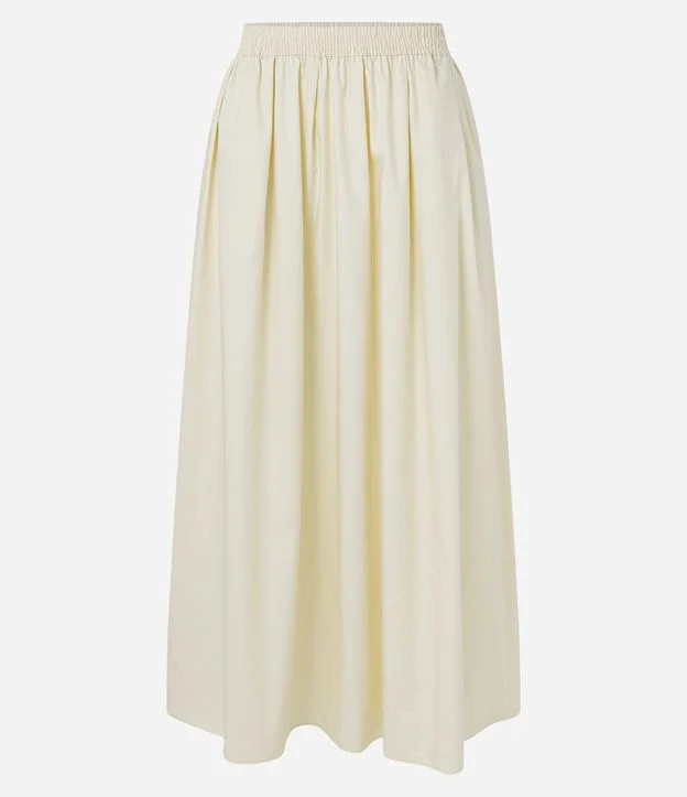 Saia Midi Godê em Algodão com Bolsos Off White | Renner (BR)