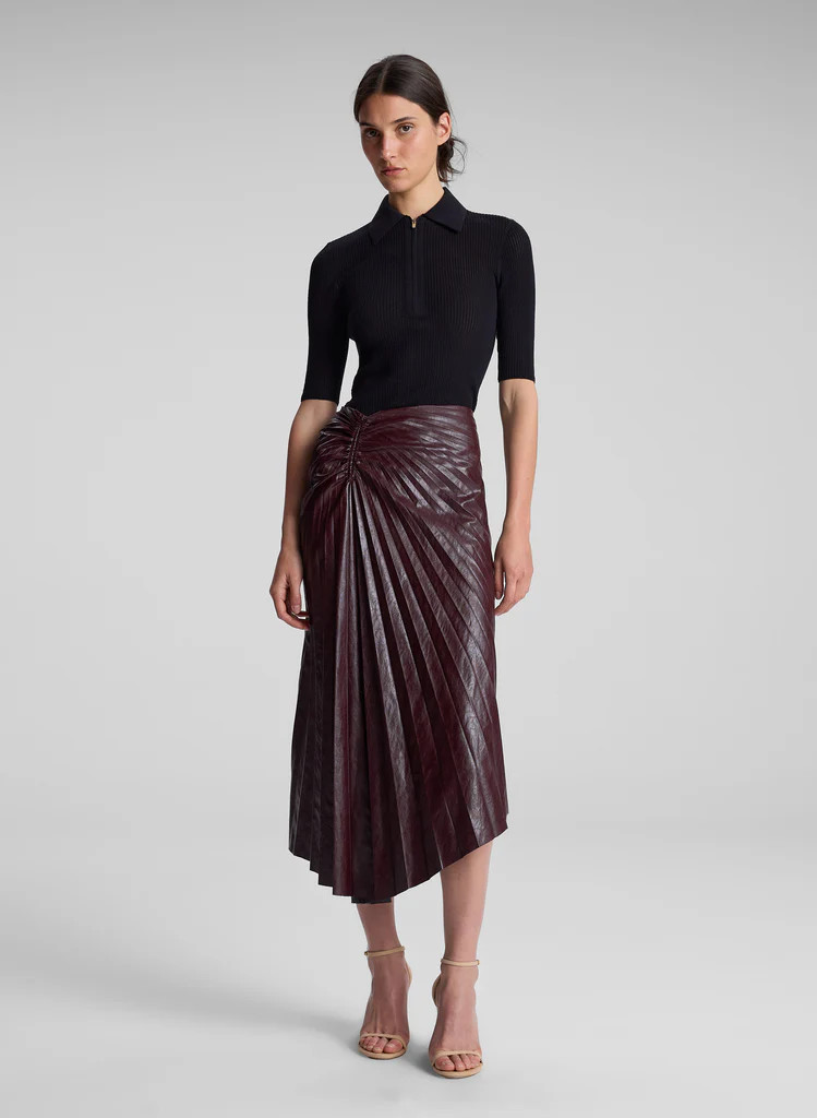 Tracy Textured Vegan Leather Skirt | A.L.C