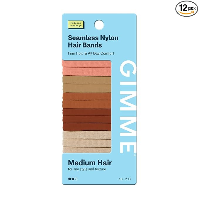 Gimme Beauty Medium Hair Bands Seamless Nylon - Low Profile Hair Accessory - Snag Free Tie for Fi... | Amazon (US)