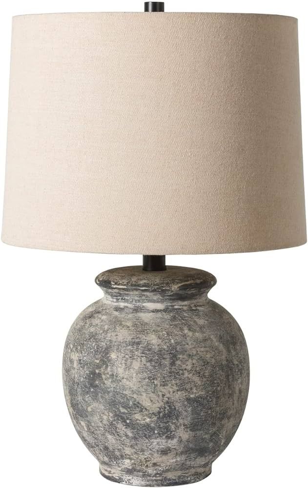 Distressed Ceramic Rustic Table Lamp 21" h X 13" w 13" d Grey Bohemian Eclectic Transitional | Amazon (US)